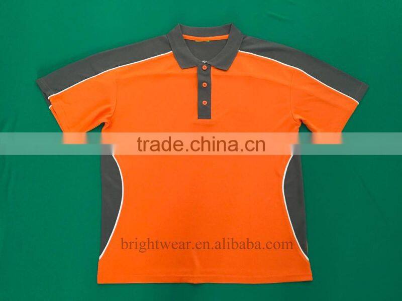 Contrast 100% polyester knit fabric embroidery safety custom short sleeve protective polo shirt