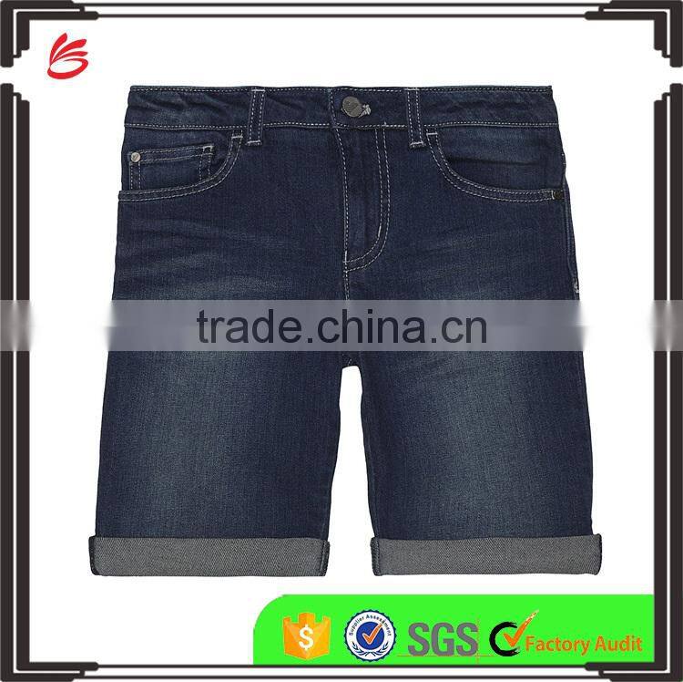Custom Made Good Quality Dark Blue Higher Washed Denim Shorts