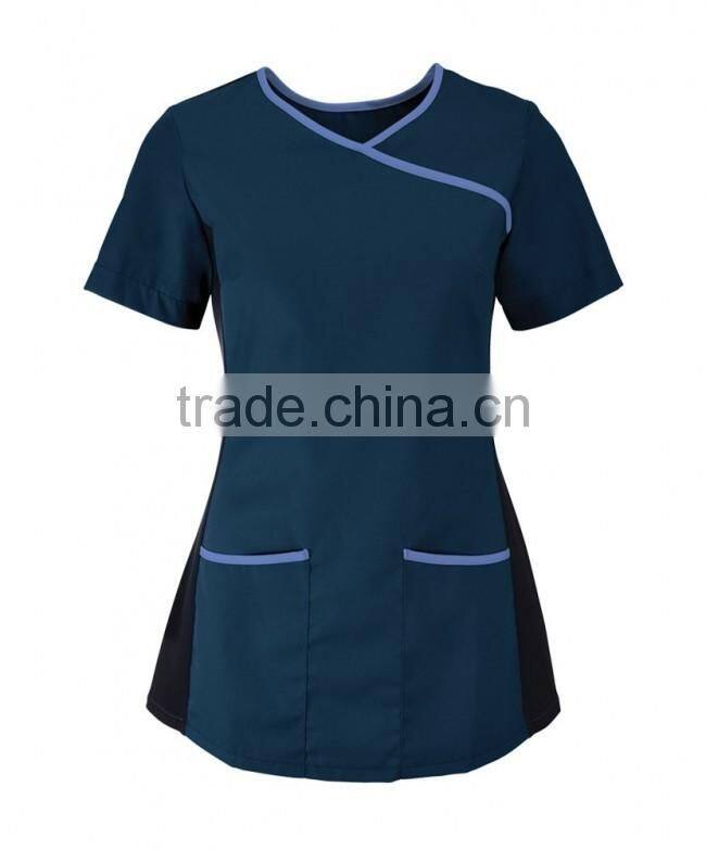 Fashionable 2017 custom Women's Stretch Scrub Top Medical Nurse Hospital nursing uniform Designs