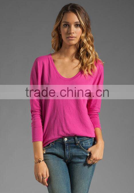 long sleeve dolman twist cotton t-shirt for girls