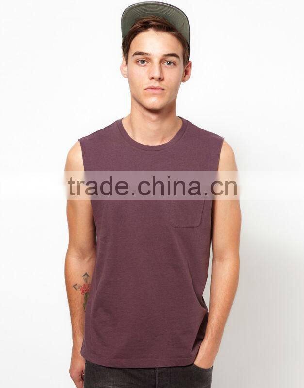 sleeveless pocket blank tee shirt