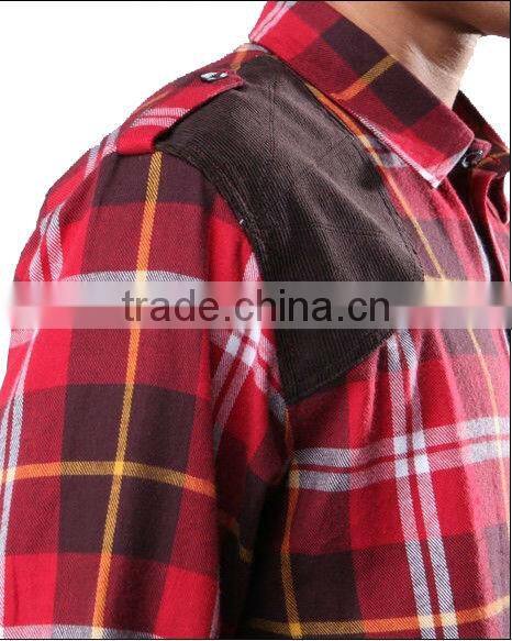 2016 new design men's tartan pattern material flannel shirt