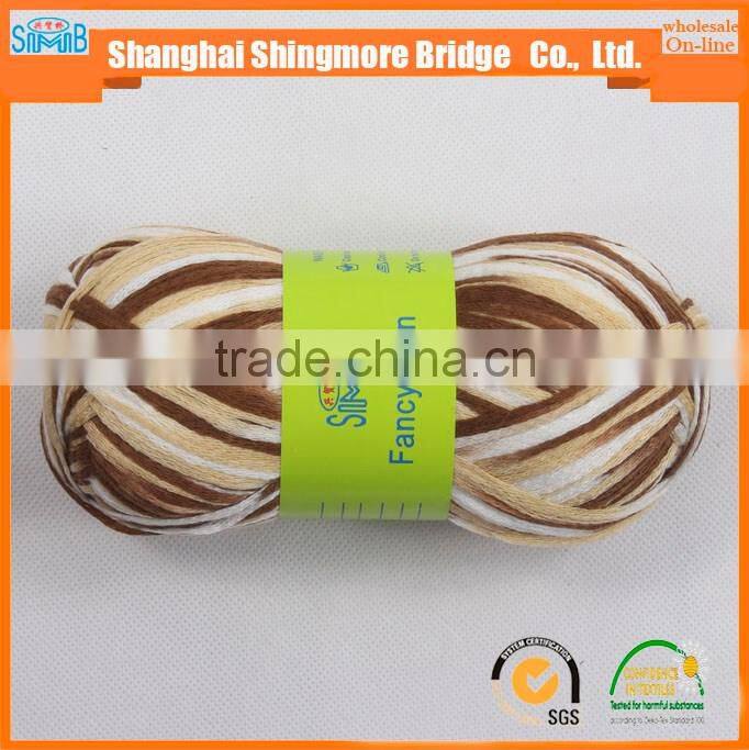 Cheapest price hot selling 100% acrylic 1/3.0Nm long space dyed oeko tex certified melange hollow tape yarn for hand knitting