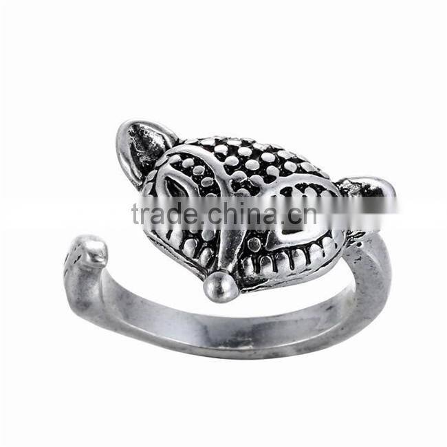 Silver Bronze Plated Fox Knuckle Ring Animal Open Mouth Unisex Rings