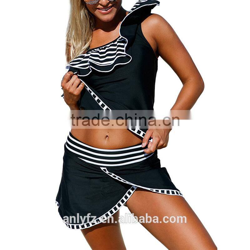 Sexy Women's One Shoulder Swimwear Asymmetrical Detail One Piece Swimsuit