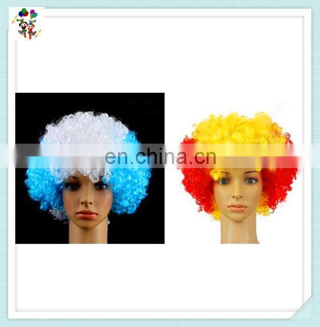 Germany Patriotic Black Red Yellow Cheap Afro Synthetic Football Fan Wigs HPC-0030