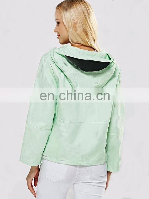 Wholesale spring fashionable women zipper hoodie jacket