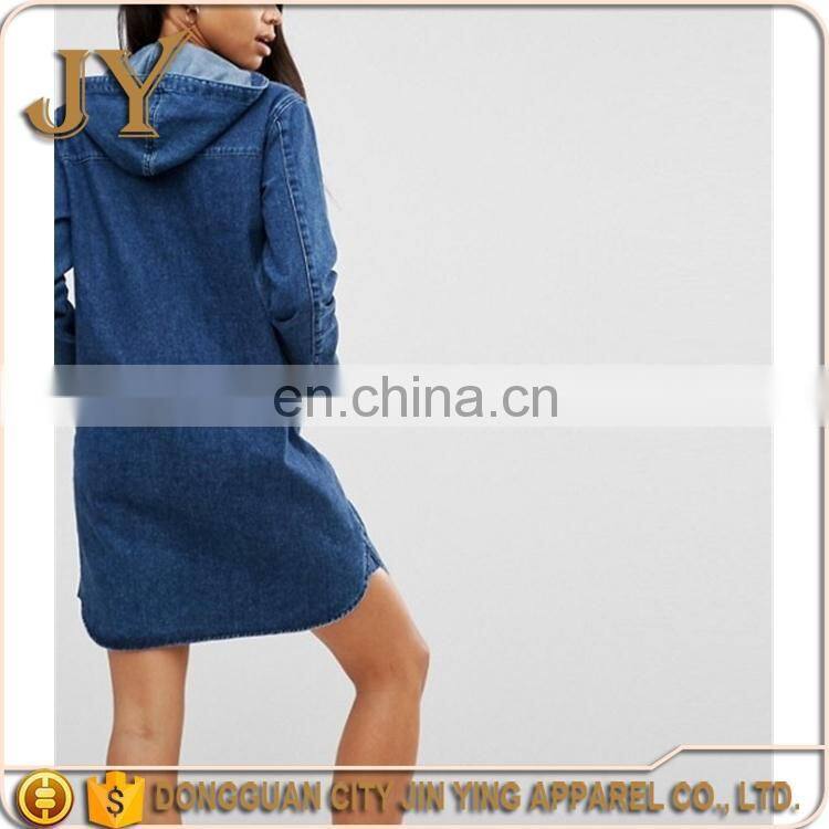 Women's Suit Denim Hoody Dress Pouch Pockets Dress V-neck Dress for Women Women Wear