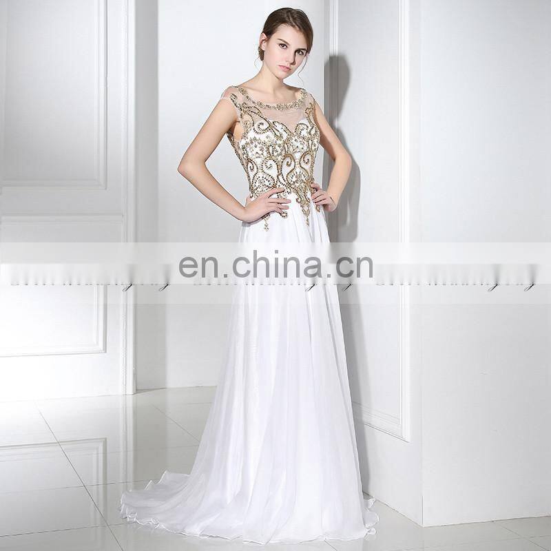 Best Selling Cap Sleeve Exquisite Beaded Chiffon Long Evening Dresses LX288
