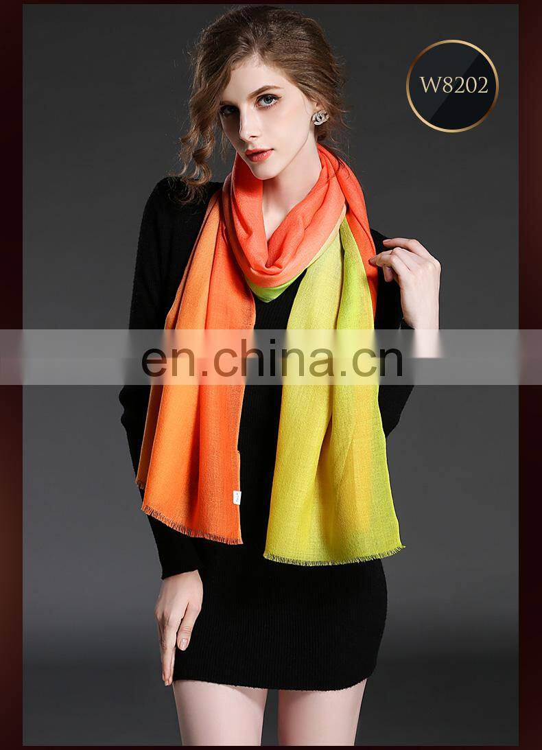 Winter scarf 100% wool gradient lady scarf wholesale scarf orange
