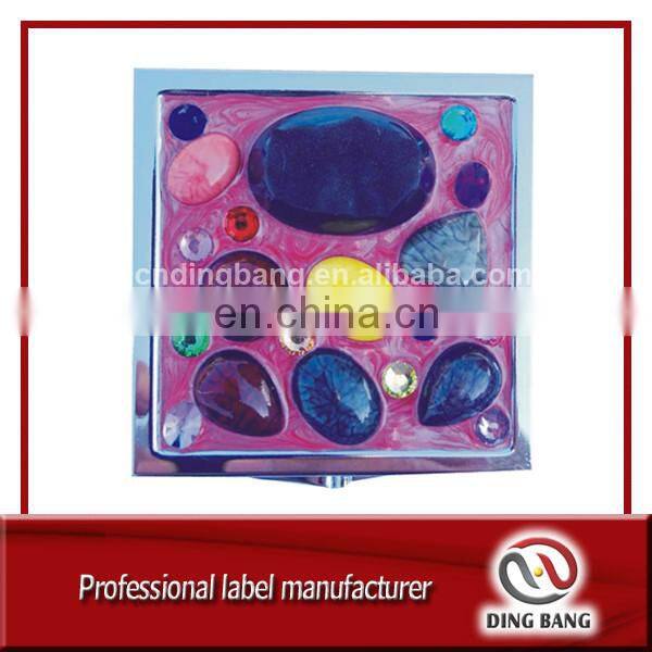 Hot Sale High Quality Custom Made Gold Color Hollow Type And Diamond Decoration Fashional Souvenir Metal Mirror