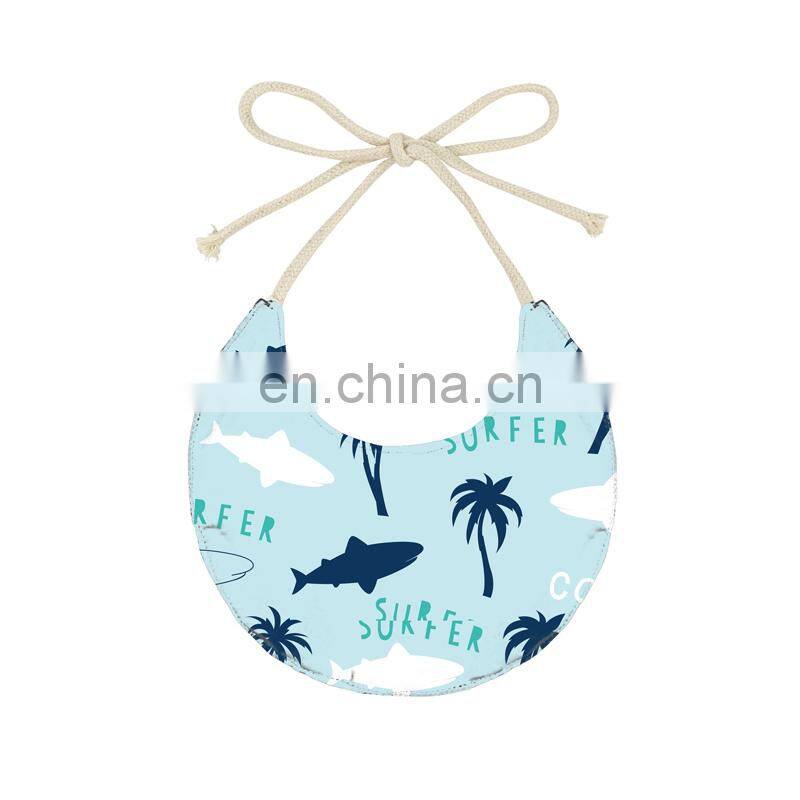 Cute cat footprints soft round shape double side toddler baby bandana drool bibs