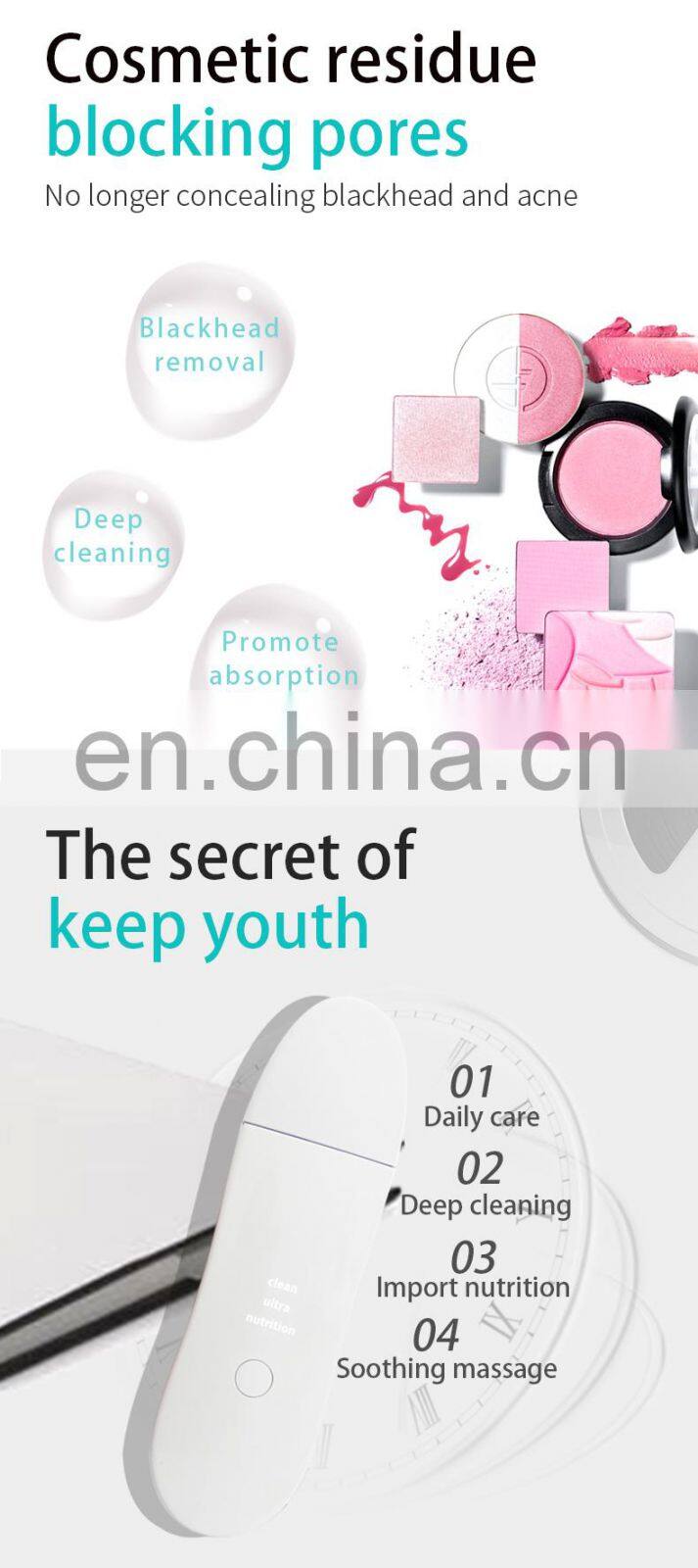 Trending Products 2019 New Arrivals Ultrasonic Pore Face Cleaner Spatula For Skin Care