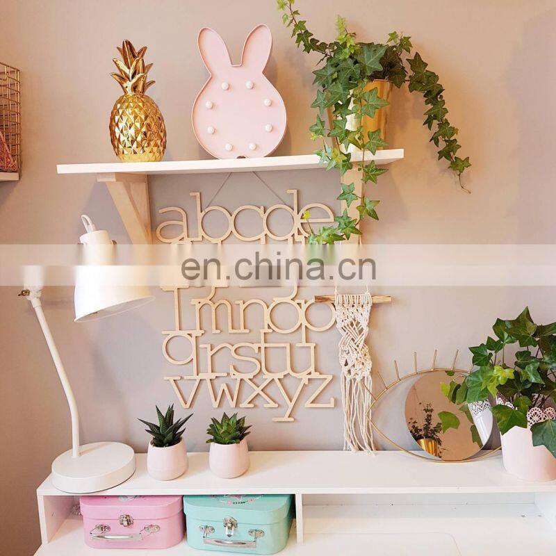 INS simple 26 wooden letters hanging flag party pull flag children's room decoration hanging wall photography props