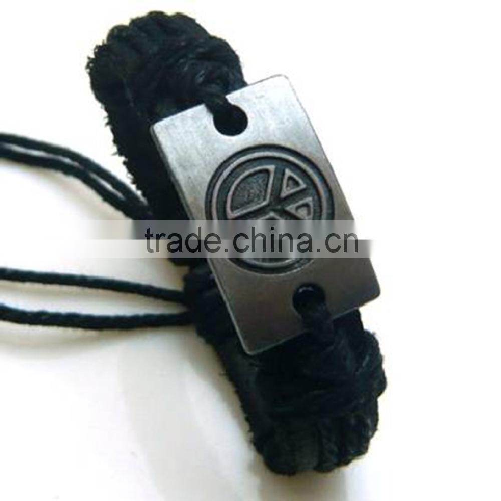 Hot Sale Fashion Peace Leather Wrap Bracelet