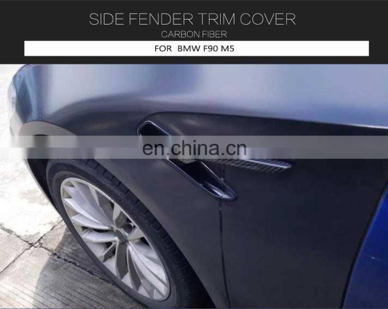 Carbon Fiber Car side fender trim cover grill for BMW F90 M5 Sedan 4-Door 2018-2020