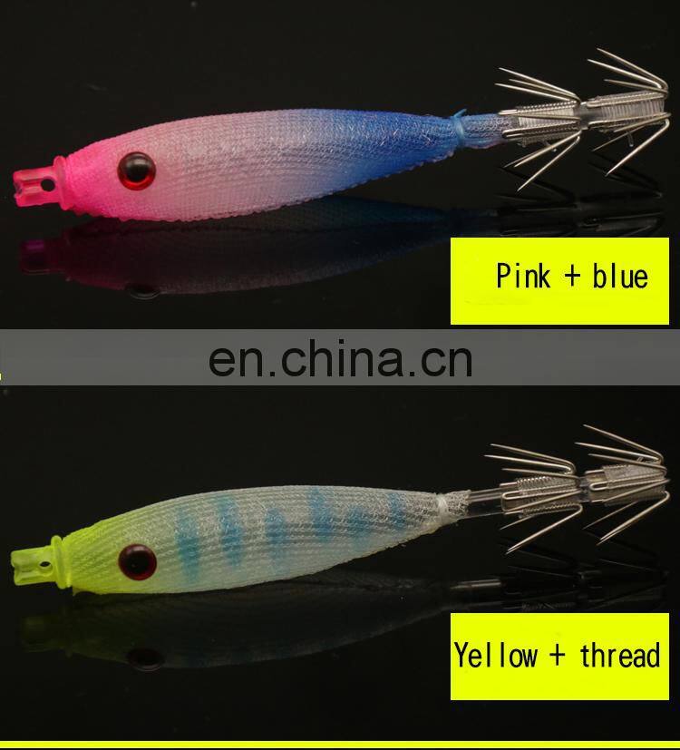 New Arrival 4g 8cm Sea Fishing Lure wood Shrimp Squid Octopus Soft Baits Lures High quality squid hook squid jigs