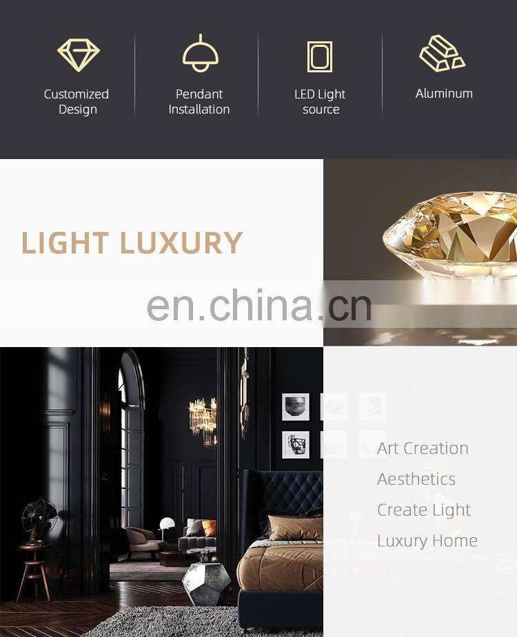 HUAYI Light Luxury Style Living Room Decorative Modern Gold LED Crystal Chandelier Pendant Light