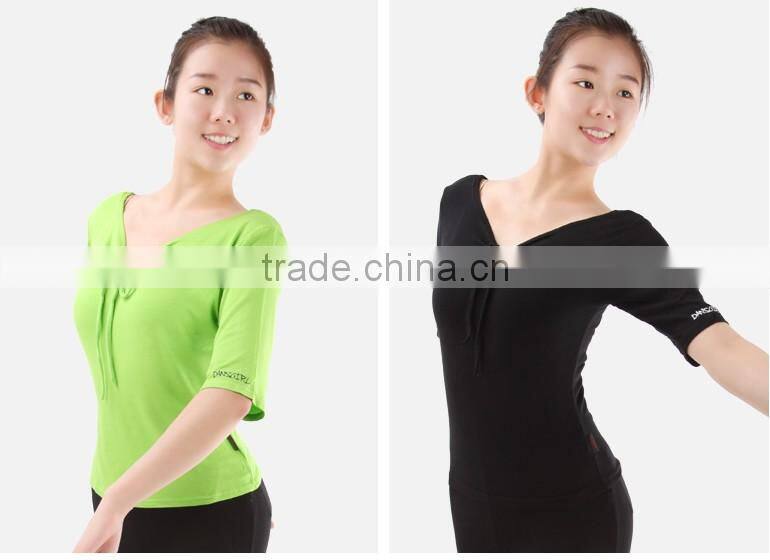Cotton Drawnstring Long Sleeves Dance Tops