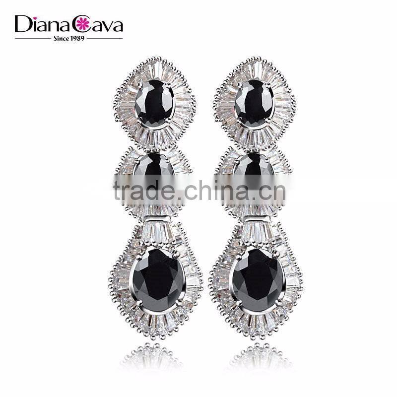 Factory Wholesale Best Quality Zircon Jewelry Baguette Multi Colored Stones Earrings