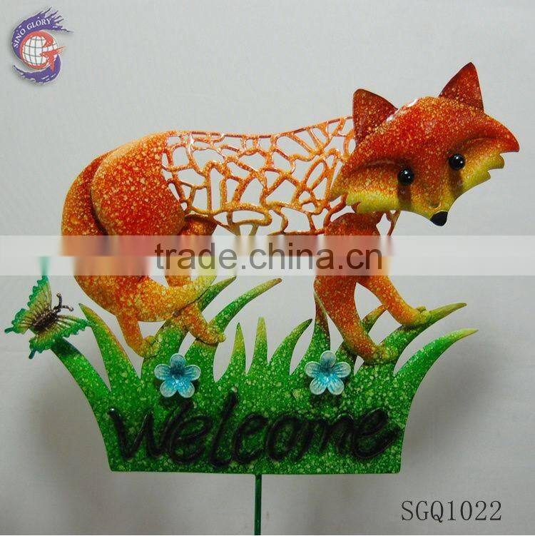 metal fox wall hanging decoration with welcome sign for home decor