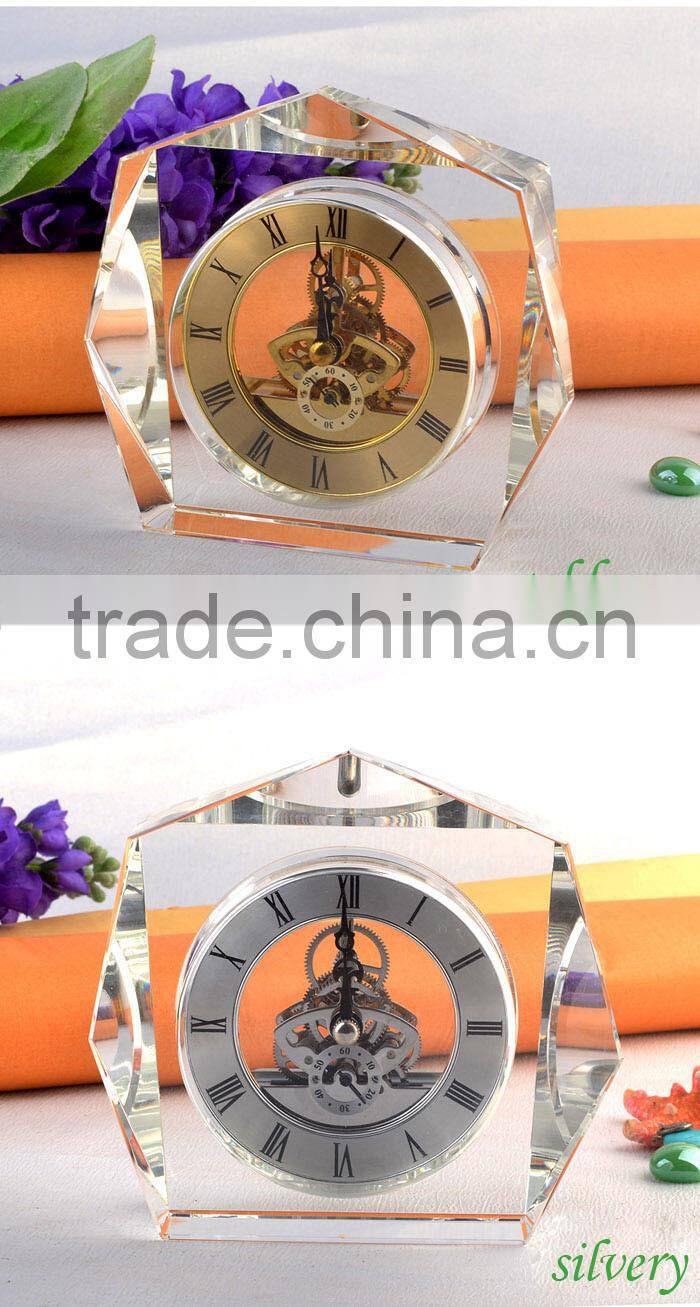 specific watch shape crystal craft colock for home decoration