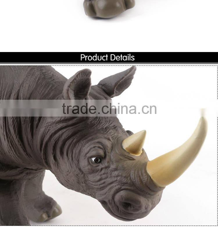Hot Sell Cool Dinosaur Toys Vinyl 17'' Black Rhinoceros Toy For children X012