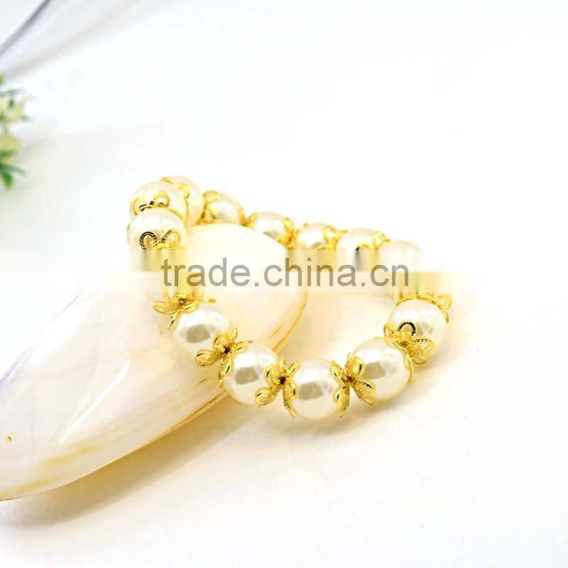 fashion jewelry high quality bead bracelet gold plate lady wear pearl bracelet