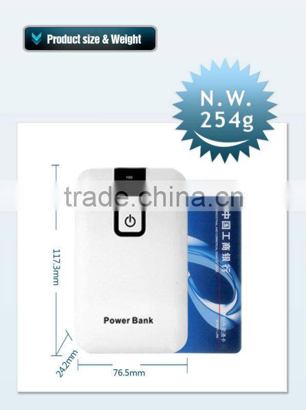 High capacity+dual output rechargeable external battery charger with LED Light, MP019