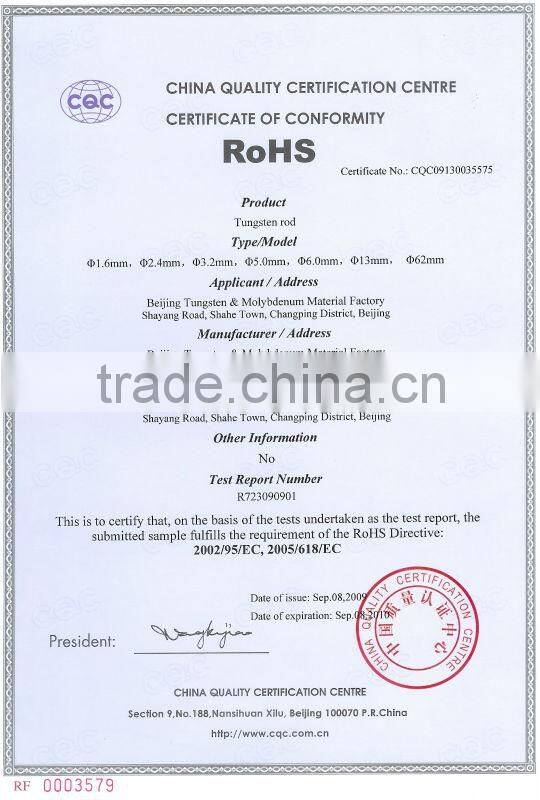 Beijing brand thorium tungsten weld electrodes 10 pieces/pack