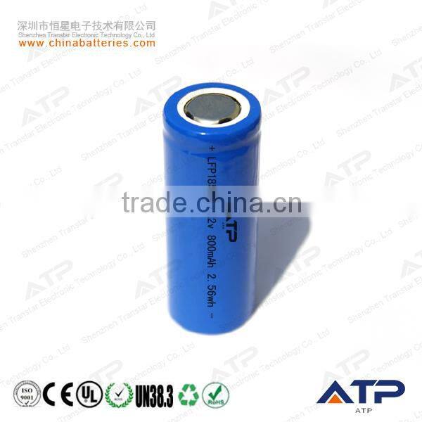 Super battery cells rechargeable lifepo4 18500 3.2v 800mAh battery for hot saling