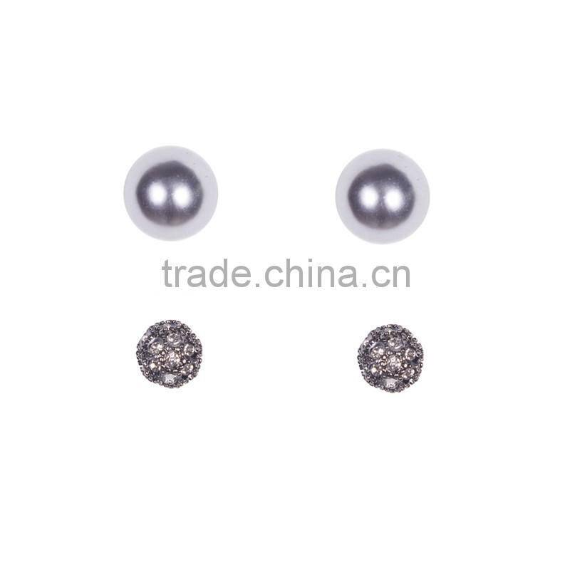 Fashionable Shambala and Fancy Gery Pearl Cheap Earring Jewelry Set