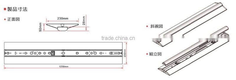High efficiency 19W 2660lm 140lm/W W230*L1250mm LED Linear Pendant Light