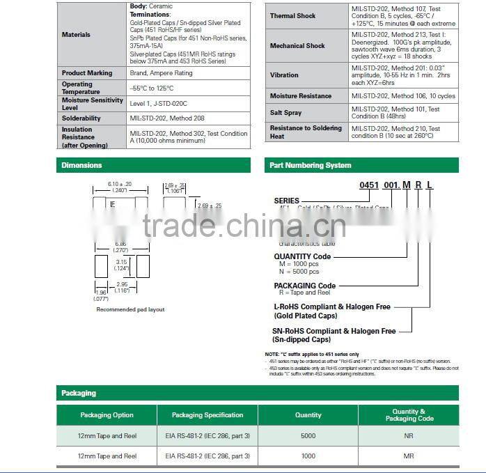 Littelfuse very fast acting SMF Fuse 1808 0451.375MRL 375MA 125V