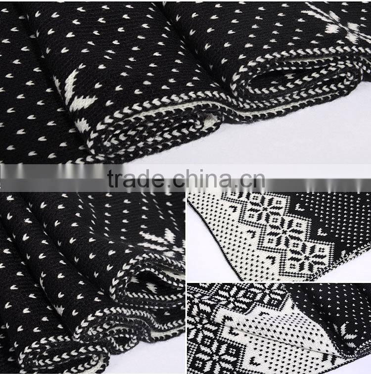 Winter Fashion Snowflake Knitted Women Wool Scarf