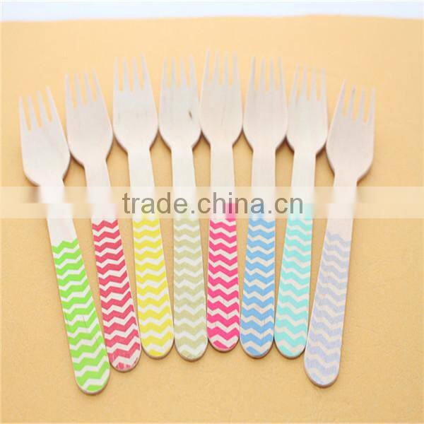 Wooden Dessert Forks with Polka Dots in Rainbow Colors - Eco-friendly SMALL Wooden Appetizer Forks, Utensils