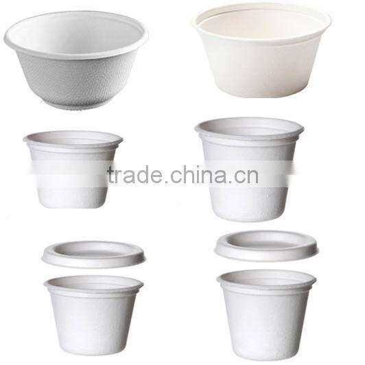 Biodegradable sugarcane fiber 425ml cups with lids for coffee or tea