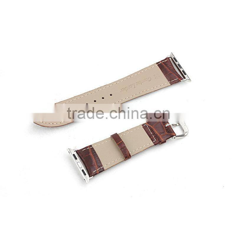 Crocodile Texture Replacement Genuine Leather Watchband for Apple Watch 42mm