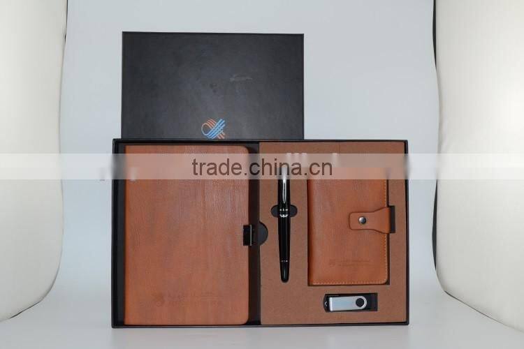 PU Leather Notebook USB Flash Drive Ball Pen Office Stationery Gift Set