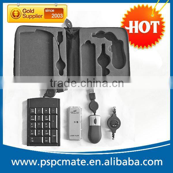 Popular Mini Portable USB Hub Mouse Number Keyboard Cable Travel Kit Bag Tools