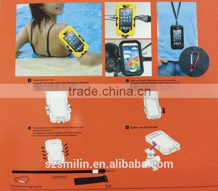 Motorcycle Scooter Mobile Phone Waterproof Case Holder for Samsung Galaxy S6 with 360 degree swivel ball head