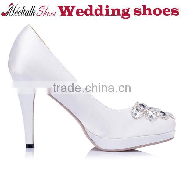 Wholesale white wedding shoes middle heel ladies shoes low shoe factory china