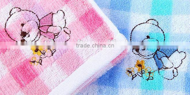 pure cotton yarn dyed jacquard bear embroidery face towel wholesale