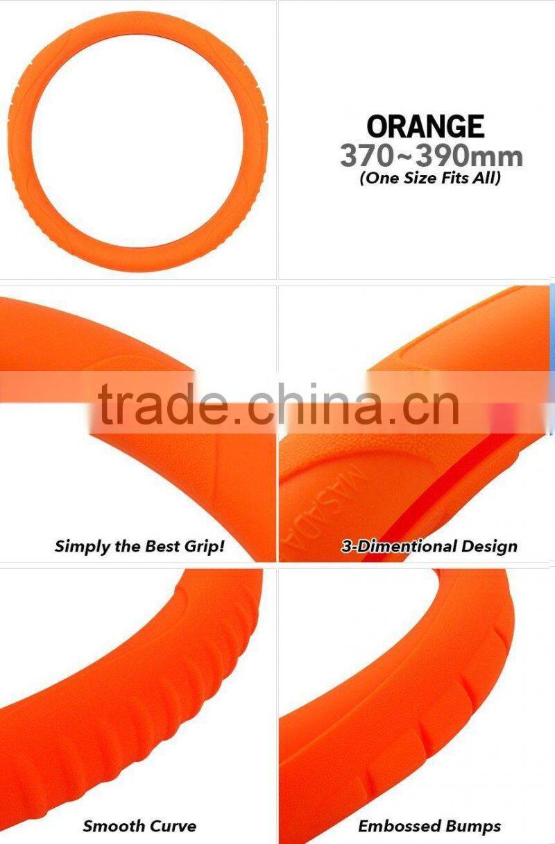 Orange design silicone car steering wheel cover