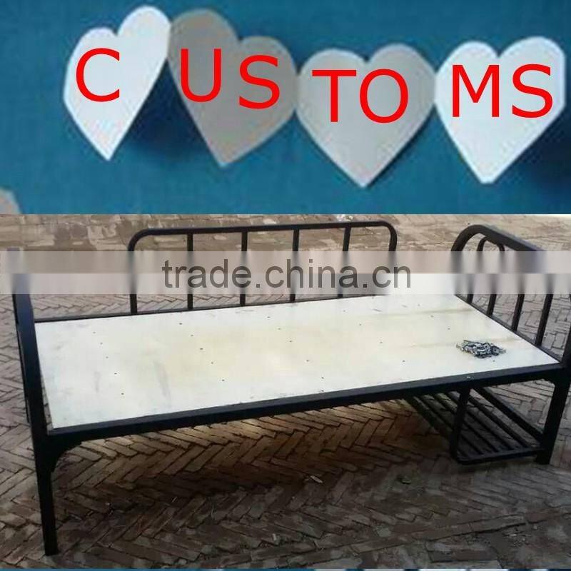 military single metal bed with storage basket