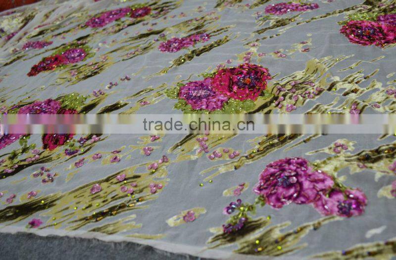 Polyester super hand work silk velvet super silk velvet fabric for african dress