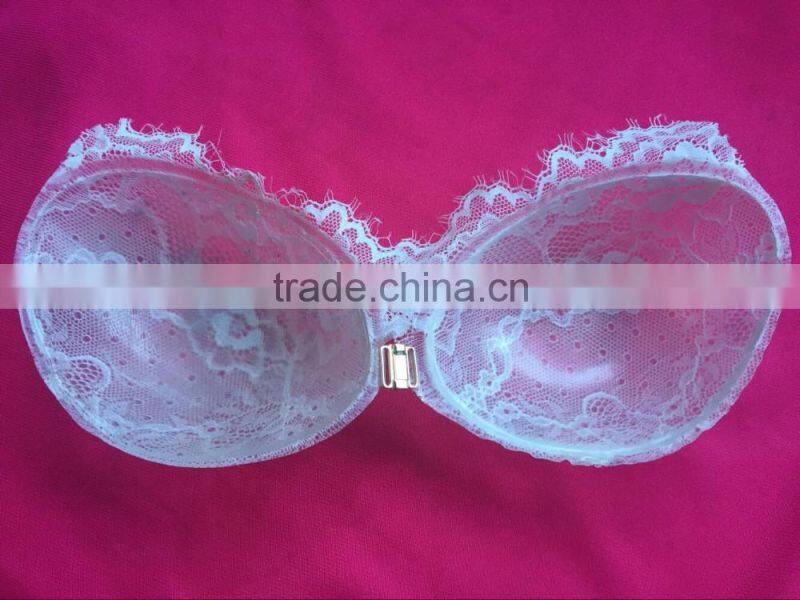 High Quality Transparent Silicon Gel Bra Mature White Lace Wedding Bra