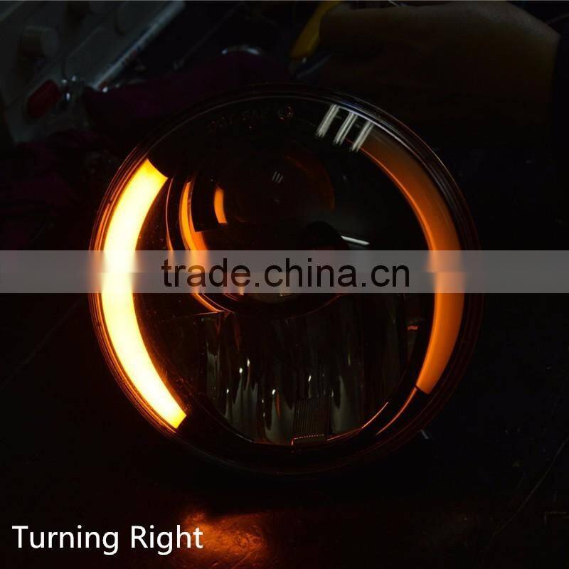 7" Motorcycle 30w H4 Hi/Low LED Headlight W/ Amber LED turn Signal Lamp Fits Harley Jeep JK CG125 Cafe Racer Bobber