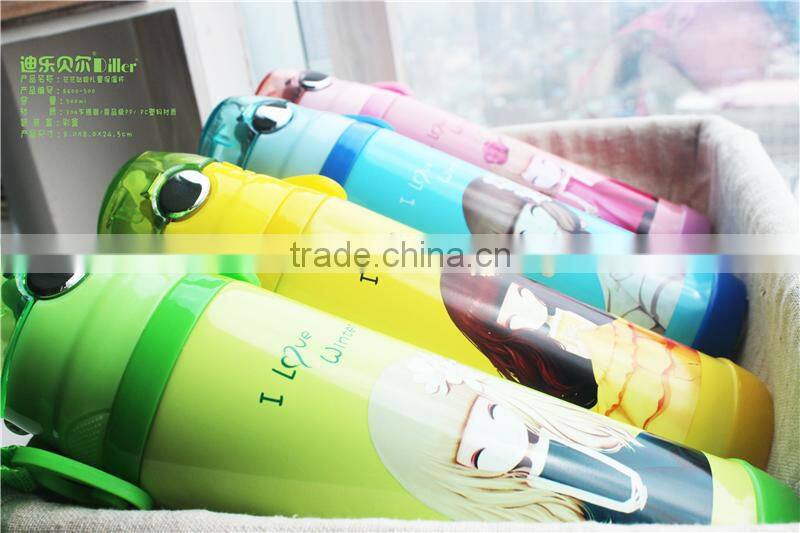 Hot selling Cute cartoon vacuum flask with straw