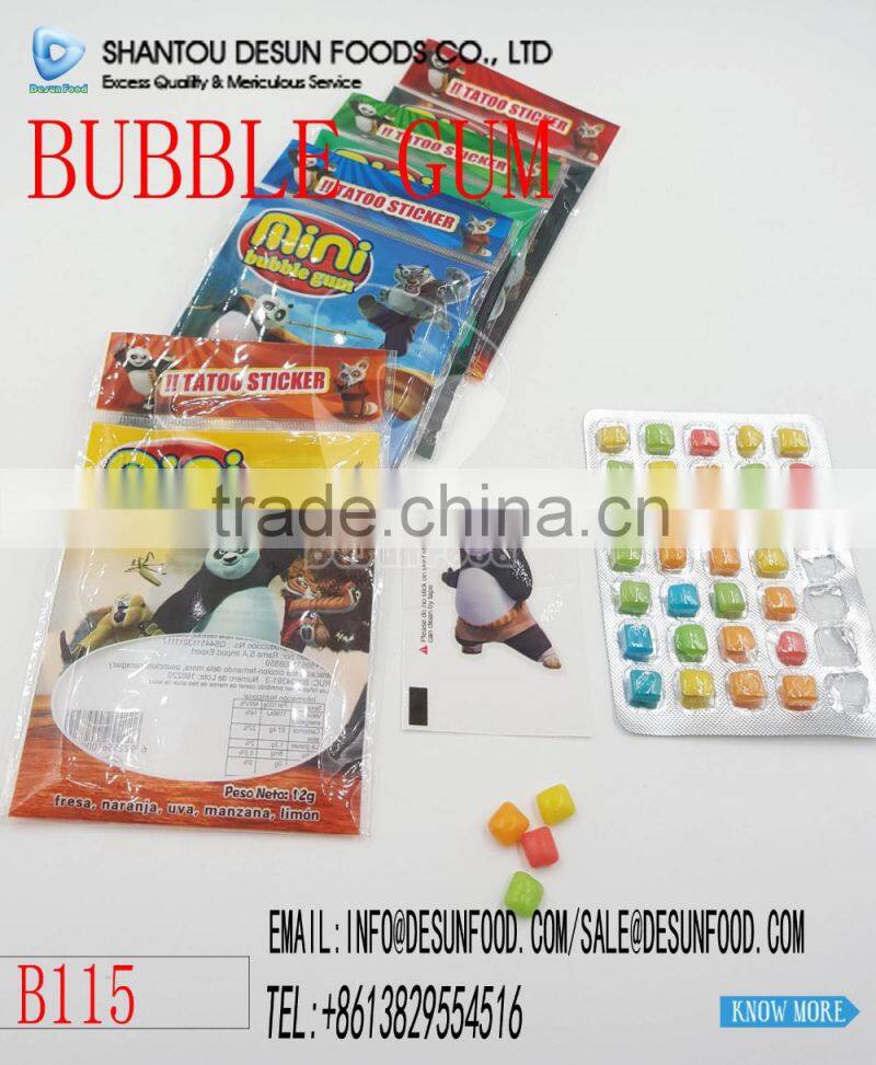 mini bubble gum with tatoo sticker mini goma de mascar
